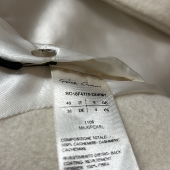 Rick Owens 100% cashmere women luxury jacket coat sz 40 eur 4US ivory new - Picture 9 of 15